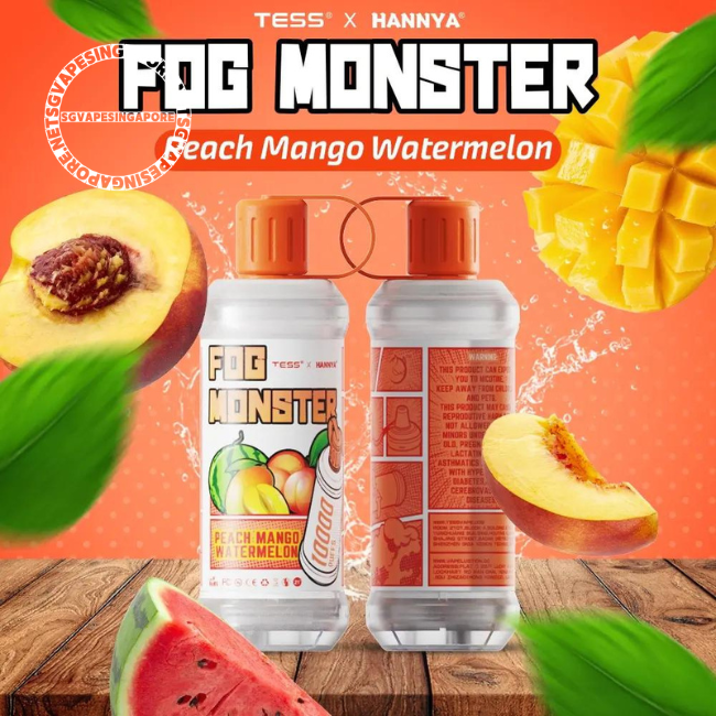 SG Vape Singapore offers delivery of the Fog Monster 10000 puff disposable vape, featuring a Redbull and peach mango watermelon flavor. Visit our vape shop for the best selection and deals in Singapore.