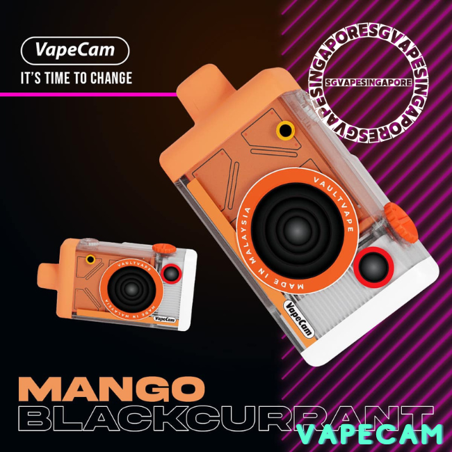Vape Cam 12k puff disposable vape is a new arrival at the Vape Store Singapore. With its unique mango blackcurrant, grape-flavored vapetape, this disposable vape offers a satisfying vaping experience with up to 12,000 puffs. Get yours now and enjoy the convenience and flavor without the hassle of refilling or recharging.