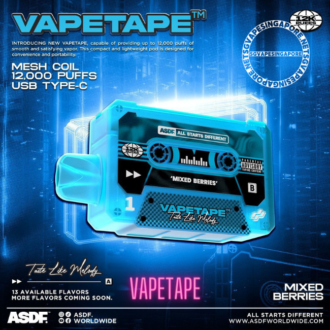 Looking for a reliable vape shop in Singapore? Check out Vape Tape, your one-stop destination for quality vaping products. Browse our selection, including our popular Solero, mixed berries and Vapetape 8k disposable vapes, with up to 12,000 puffs. Shop now for the ultimate vaping experience.