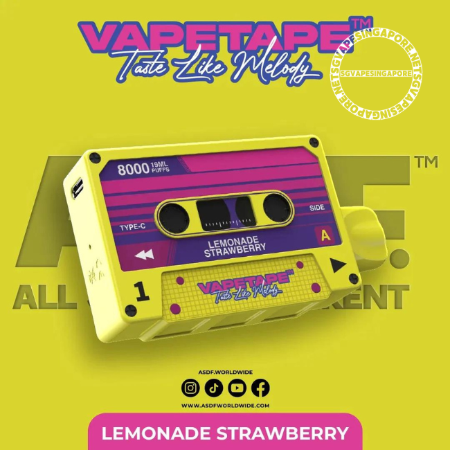 Looking for a convenient and flavorful vaping experience in Singapore? Check out Vape Tape's Vapetape 8000 puff disposable vape, available for delivery. Enjoy the delicious combination of strawberry lemonade and grape and apple flavors in this high-capacity device. Order now from SGVapeSingapore!